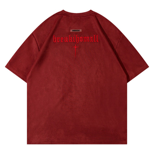 Basic Suede Solid Color Short Sleeve T-Shirt Summer Loose