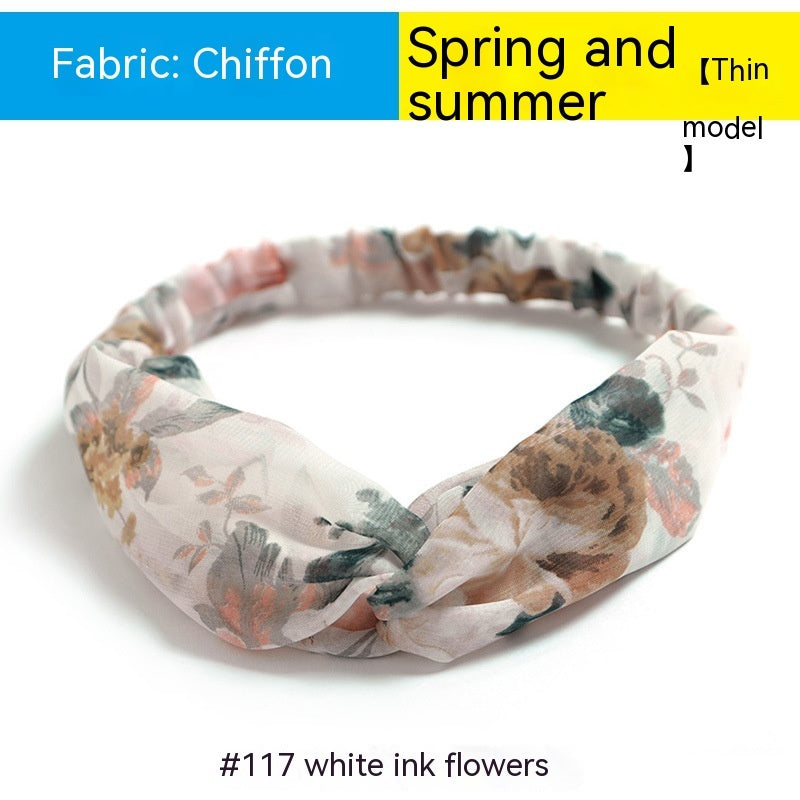 Elastische gekruiste chiffon hoofdband in Boheemse stijl