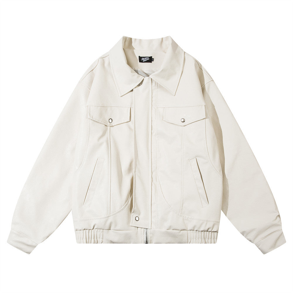 Heren casual Amerikaanse stijl losse PU-leren jacket