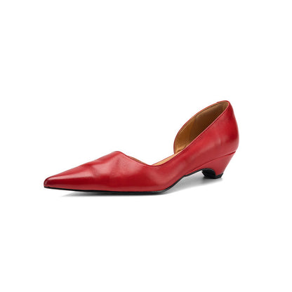 Women's Cowhide Retro Pointed Toe Sandals