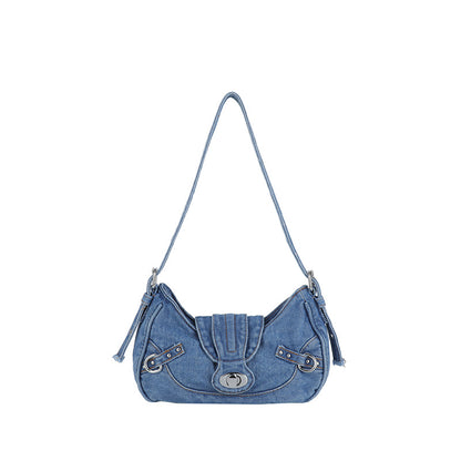 Retro denim material underarm bag, fashionable single-shoulder crossbody bag