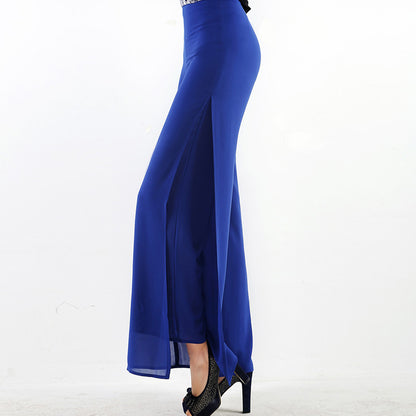 2025 spring and summer new chiffon pantskirt mesh loose harem straight casual pants plus size women's wide leg pants 1309