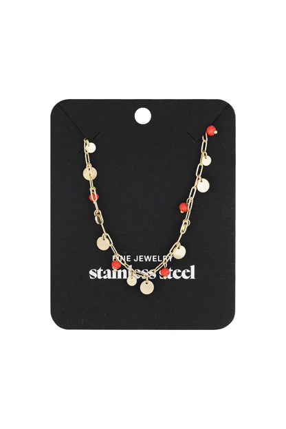 ketting mix van Goud kleur en rood