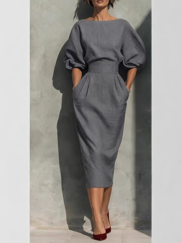 Elegant Boat Neck A Line Dress