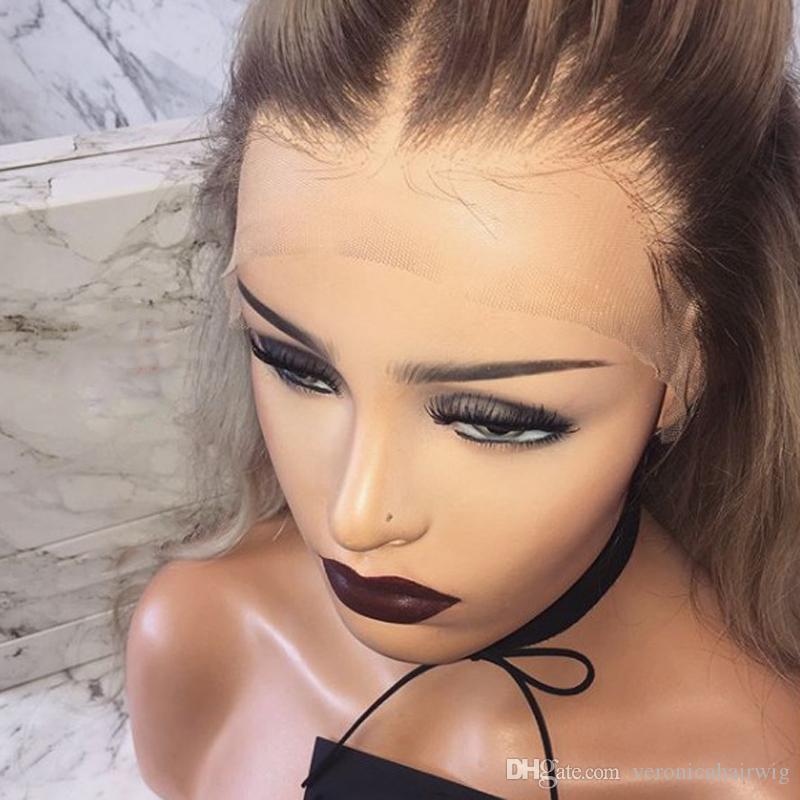 Synthetisch lange lichtgouden golvend lace wig