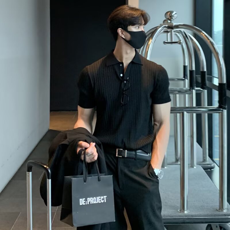 Casual Summer Thin Solid Color Knitted T-shirt Base Shirt