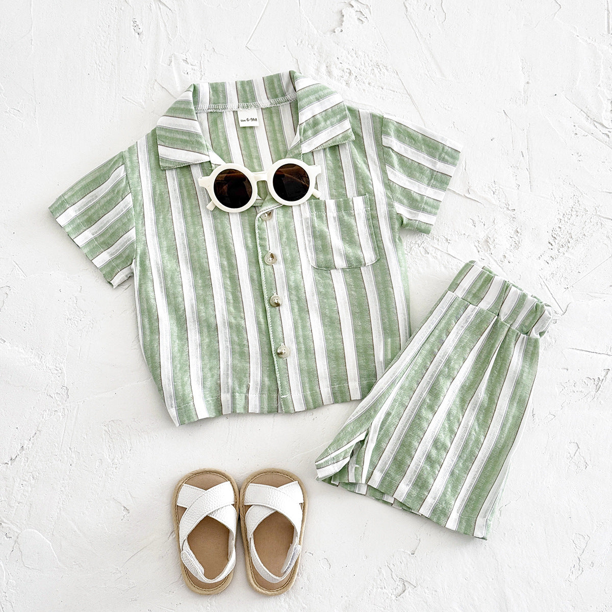 Baby Set Striped Breathable Short Sleeve Polo Shirt Casual Shorts