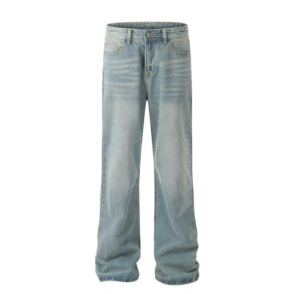 Washed denim pants