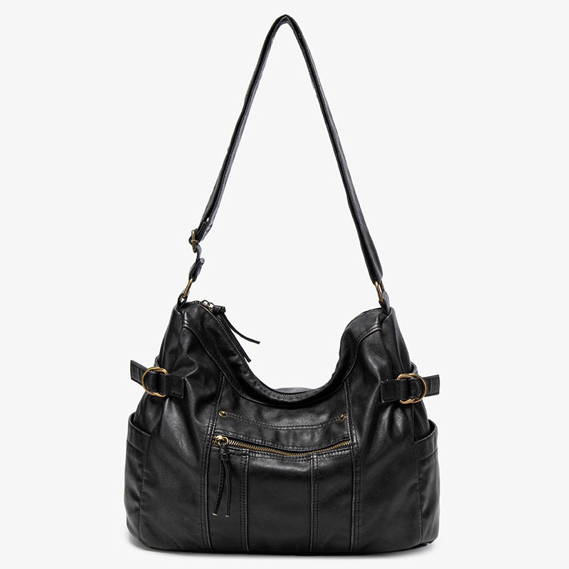 Lady's water-resistant soft leather shoulder bag