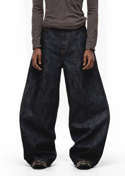 Heavyweight Raw Denim Jeans with Concealed Button Design