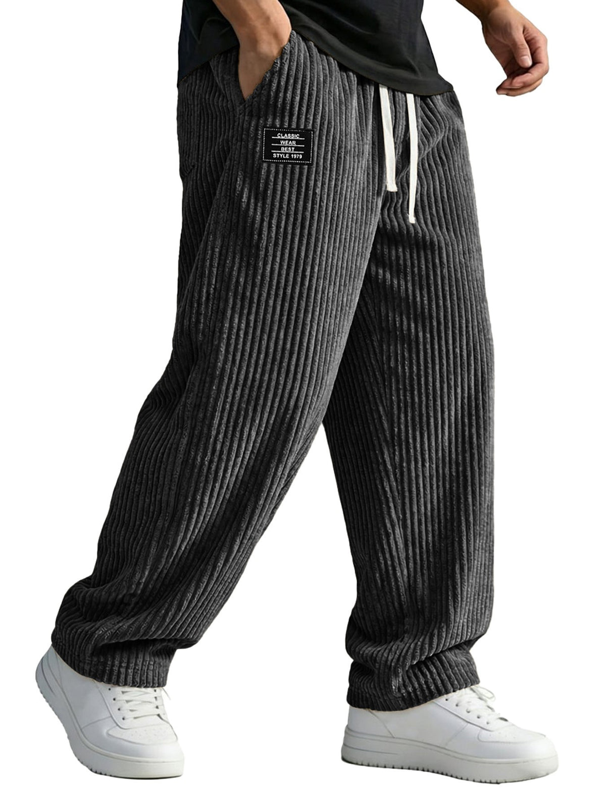 Mens Embroidered Straight Leg Casual Pants