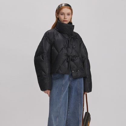 High-end staande kraag eendendons korte jas