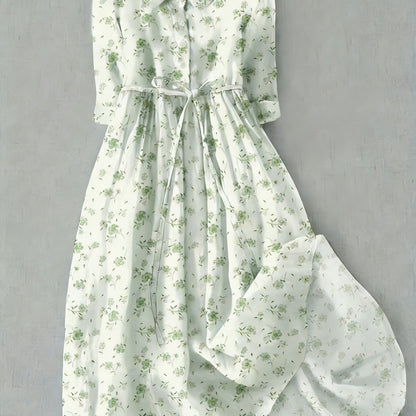 Elegant French Style Polyester Midi Dress