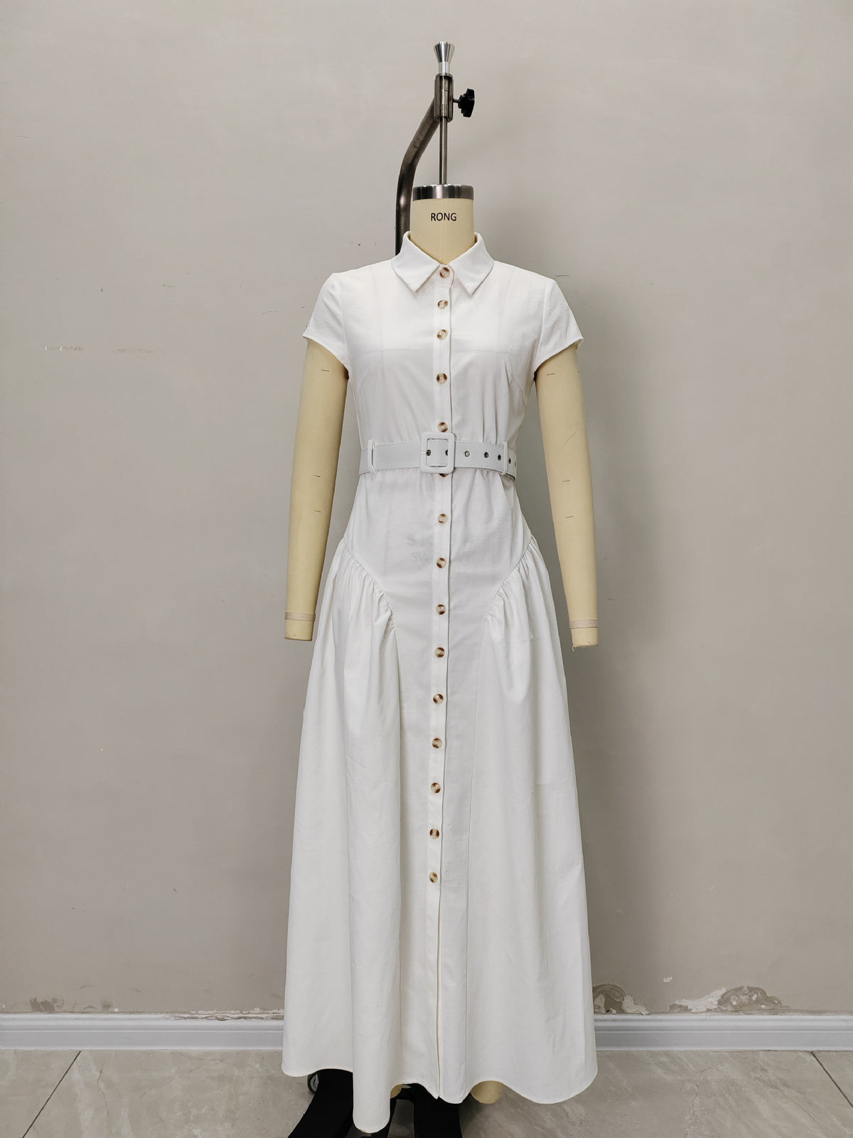 Elegant Lapel Single-Breasted Long Dress