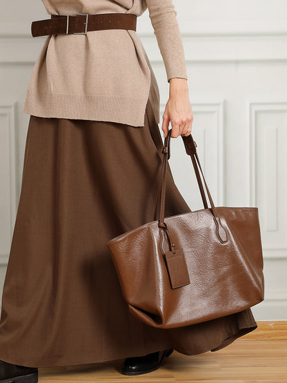 Vintage shoppertas van echt leer