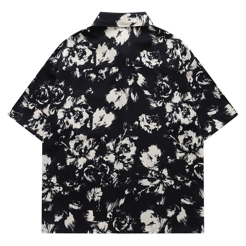 Shirt Unisex Short Sleeve Hawaiian Trendy Loose Casual Half-Sleeve