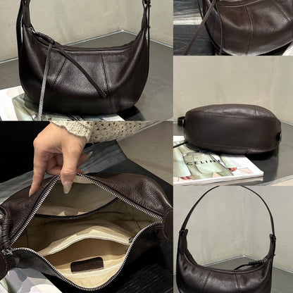 First-Layer Cowhide Crossbody Dumpling Bag