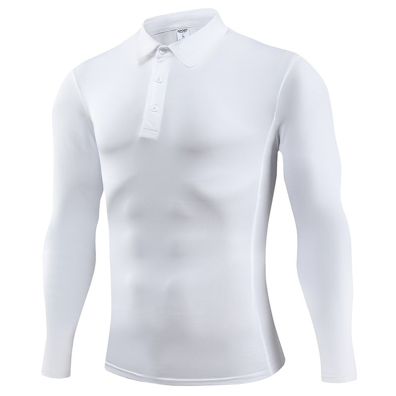Mens Quick-Dry Long Sleeve Polo Shirt