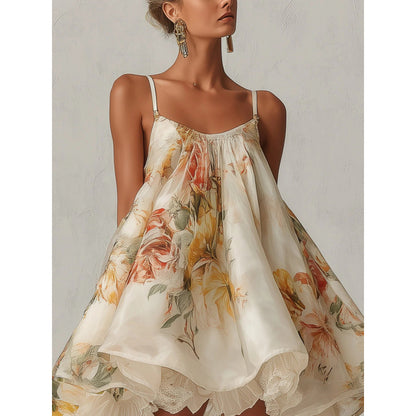 Onregelmatige feestjurk met bloemenprint voor dames