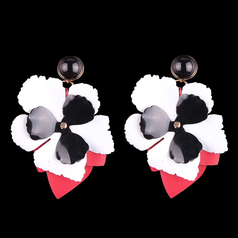 Boho etnische grote bloemvormige hangende oorbellen voor dames