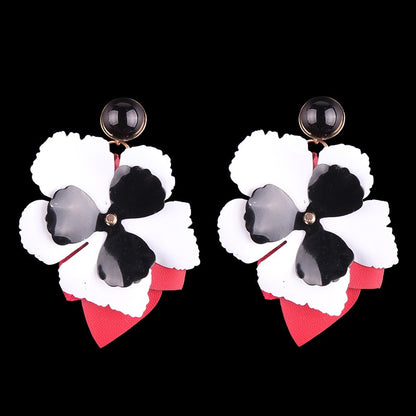 Boho etnische grote bloemvormige hangende oorbellen voor dames