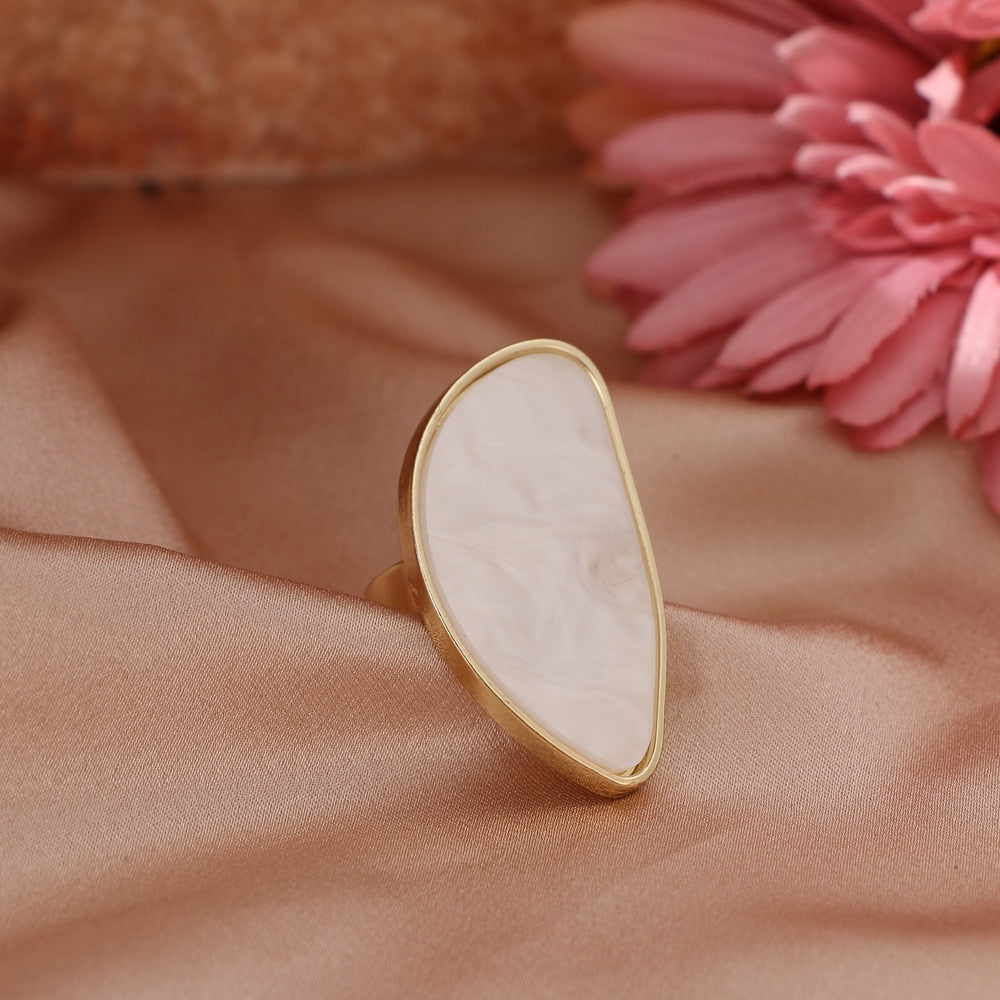 Korean Version Of The Niche Design Ins Style Irregular Agate Resin Ring Female Opening Adjustable
