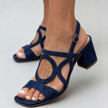 Womens High Heel Square Toe Buckle Strap Sandals