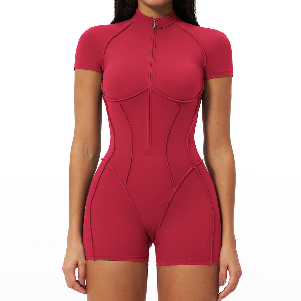 Fitness Jumpsuit with Stand Collar