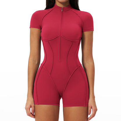 Fitness Jumpsuit with Stand Collar