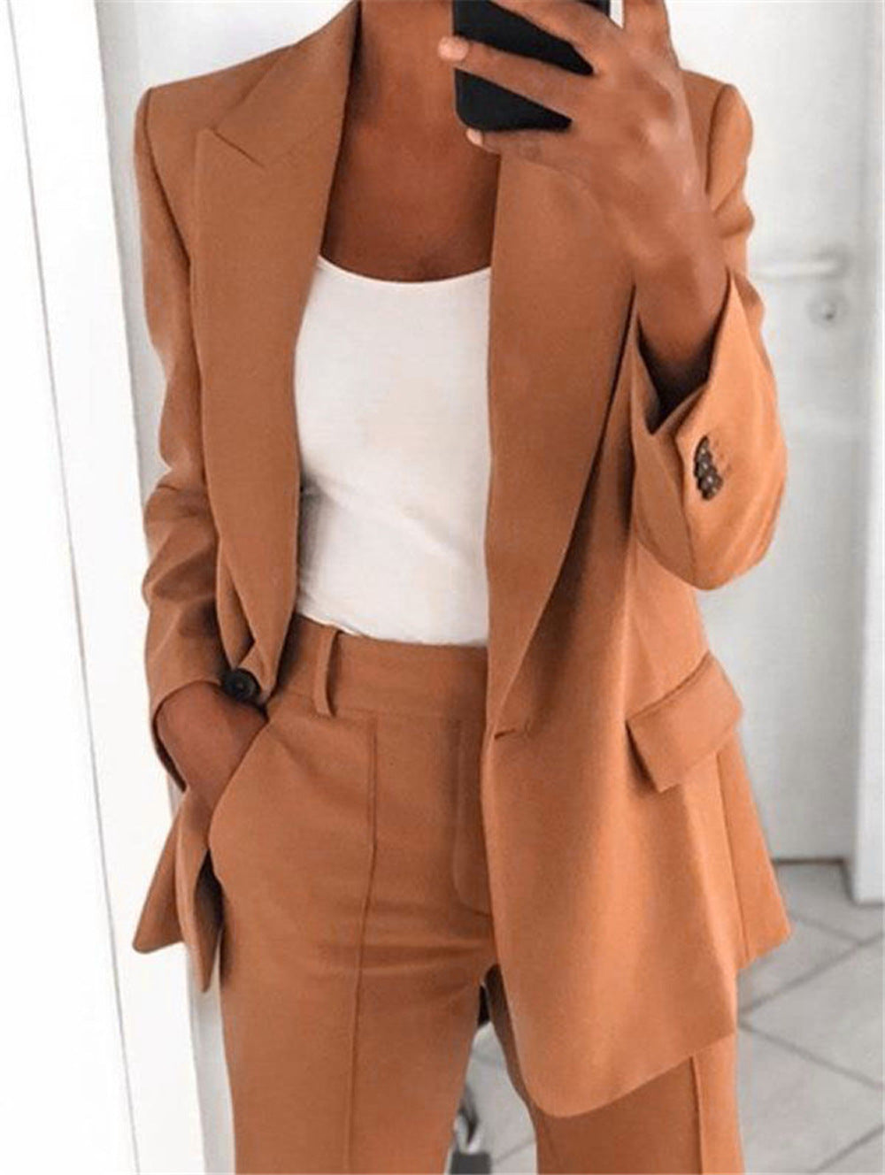 Style Spring Summer Fashionable Notch Lapel Slim Fit Blazer Elegant Suit Jacket Women's Suit Set