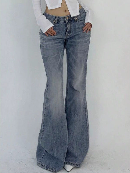 Vintage Blue Flared Denim Jeans for Women
