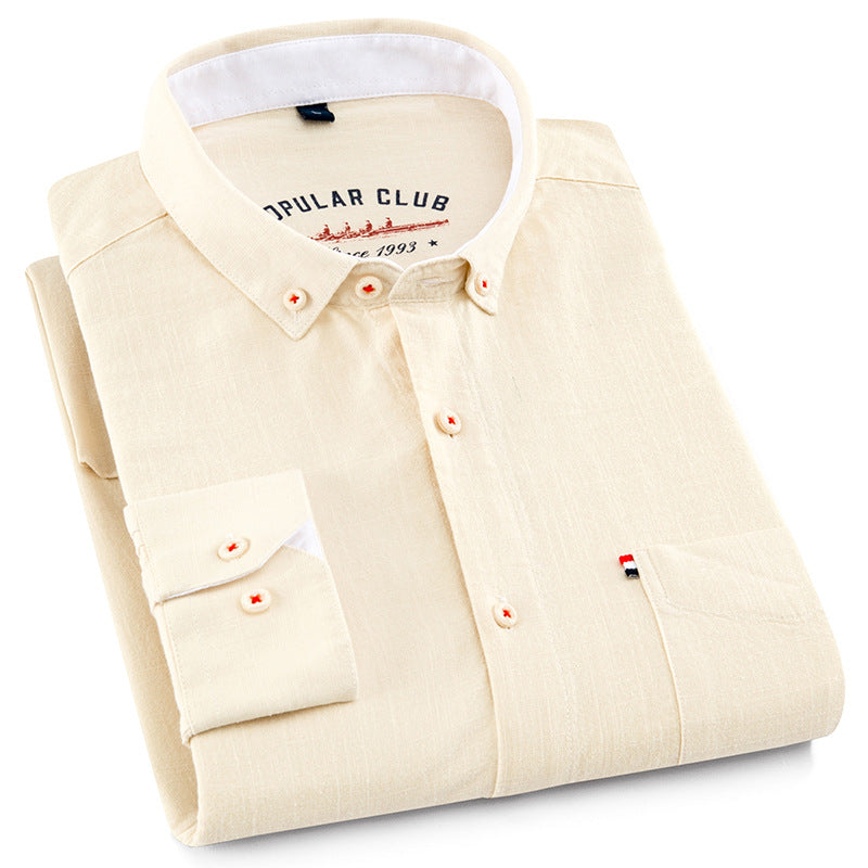 Men's Cotton Linen Square Collar Long Sleeve Cardigan