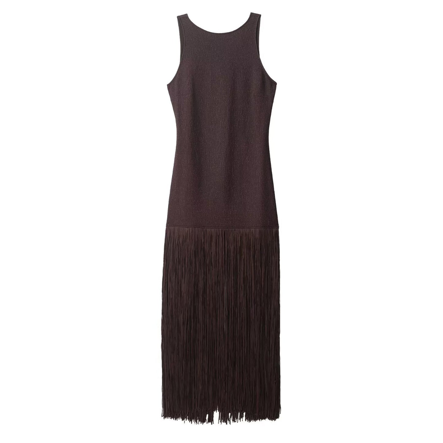 Retro jurk met kwastjes en open rug