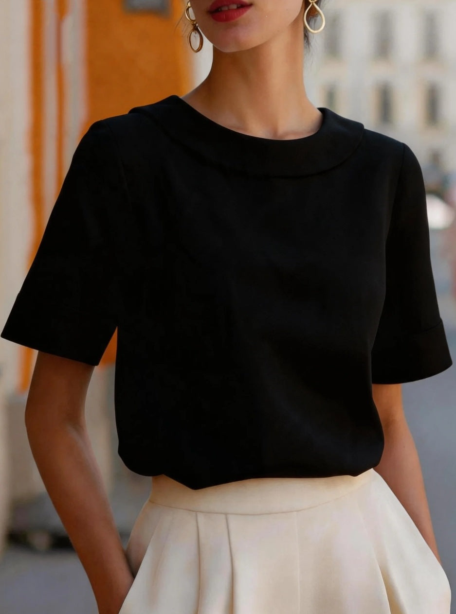 Womens Designer Short Sleeve Solid Shirt