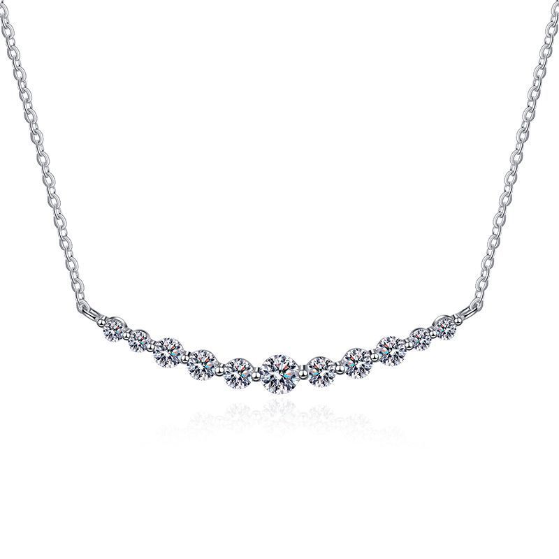 S925 Sterling Zilveren Moissanite Ketting Licht Luxe Hoogwaardige 1.1 Karaat