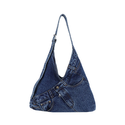 Denim Canvas Tote Bag with Shoulder Strap