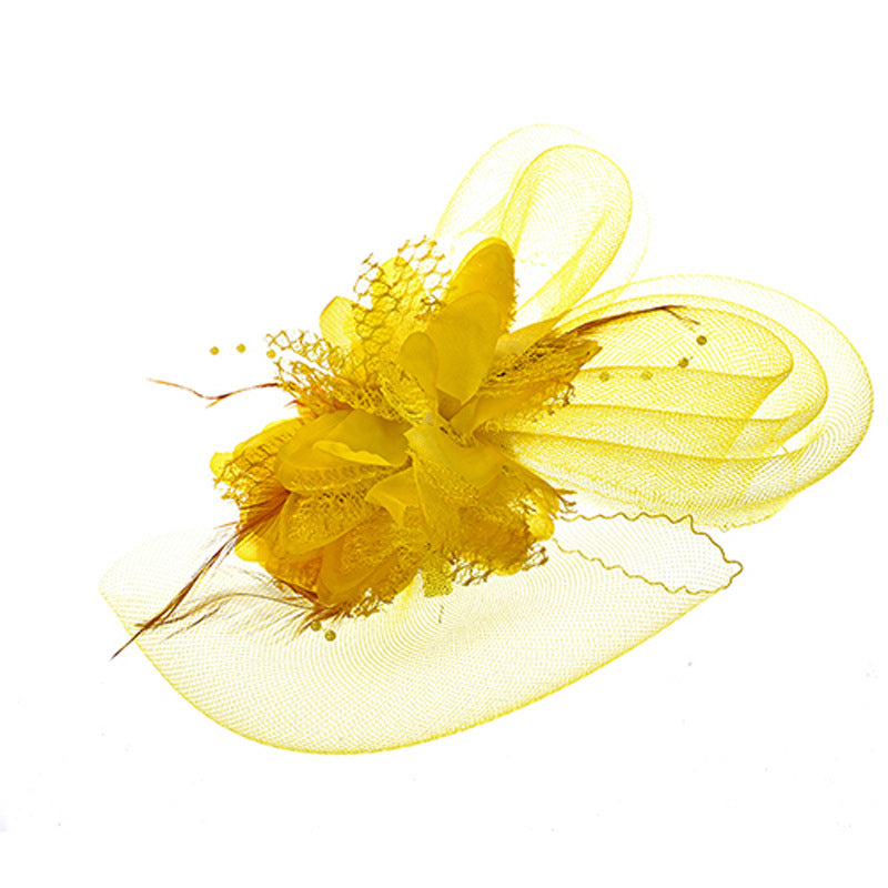 Bridal Feather Mesh Head Flower