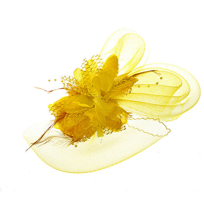 Bridal Feather Mesh Head Flower