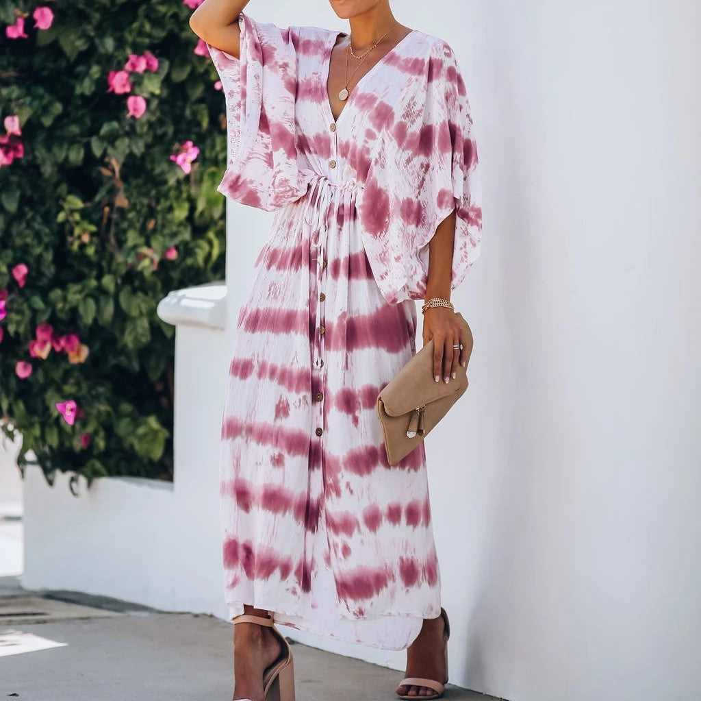 Tie-dye cardigan maxi-jurk