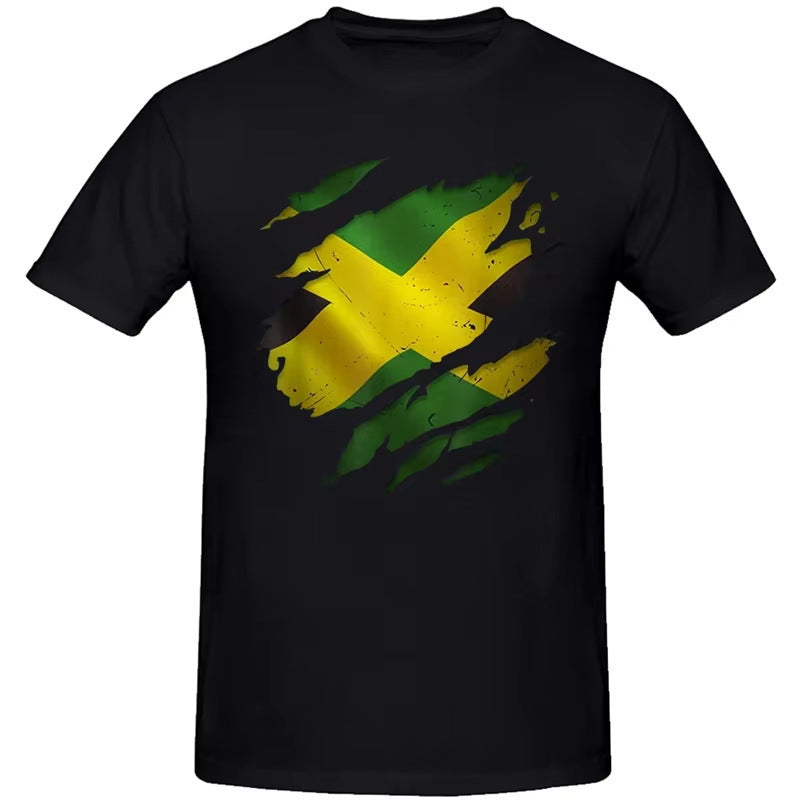 Geprinte zwarte Jamaicaanse unisex T-shirt