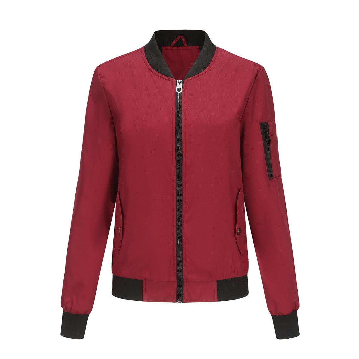 Stand up collar long sleeved loose jacket