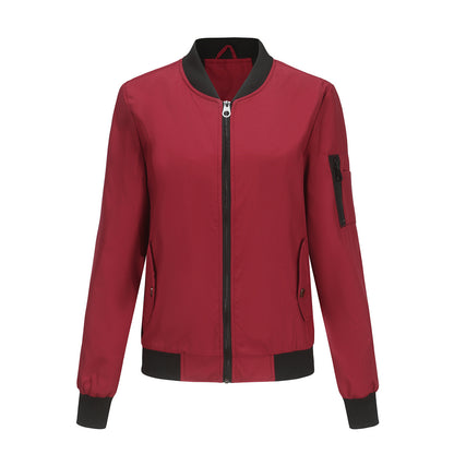 Stand up collar long sleeved loose jacket