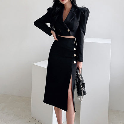 Cross-border women's clothing 2025 spring new OL commuter business temperament short small suit mid-length hip skirt two-piece set