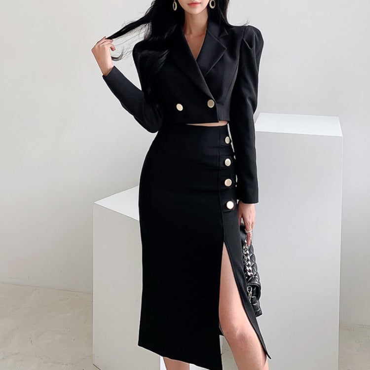 Cross-border women's clothing 2025 spring new OL commuter business temperament short small suit mid-length hip skirt two-piece set