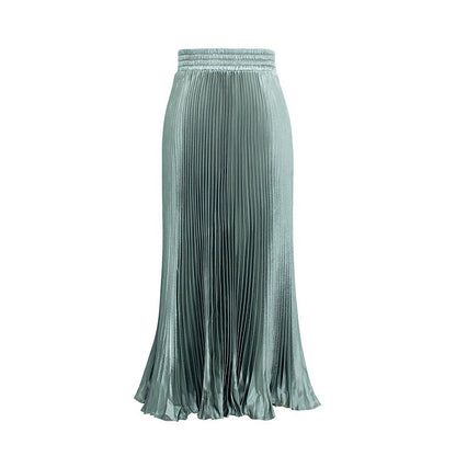 Glossy pleated skirt long accordion skirt long skirt skirt