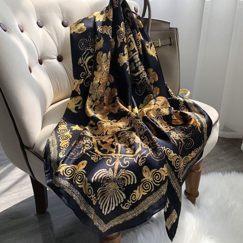 Women's Lijin Satin Scarf Floral Print Shawl