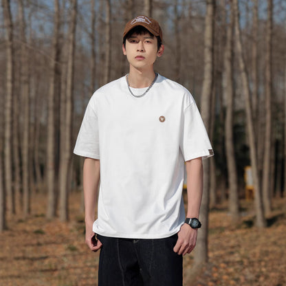 Cotton Summer Loose Texture Letter Embroidered T-shirt