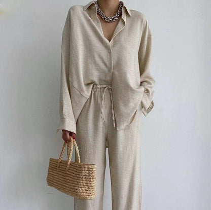 Summer European and American women's clothing temperament commuting loose shirt fashion casual suit