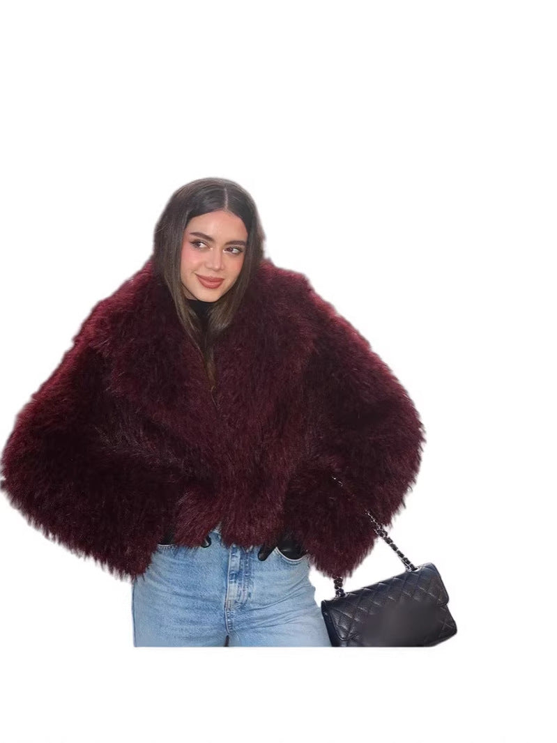 Women's short teddy fur coat