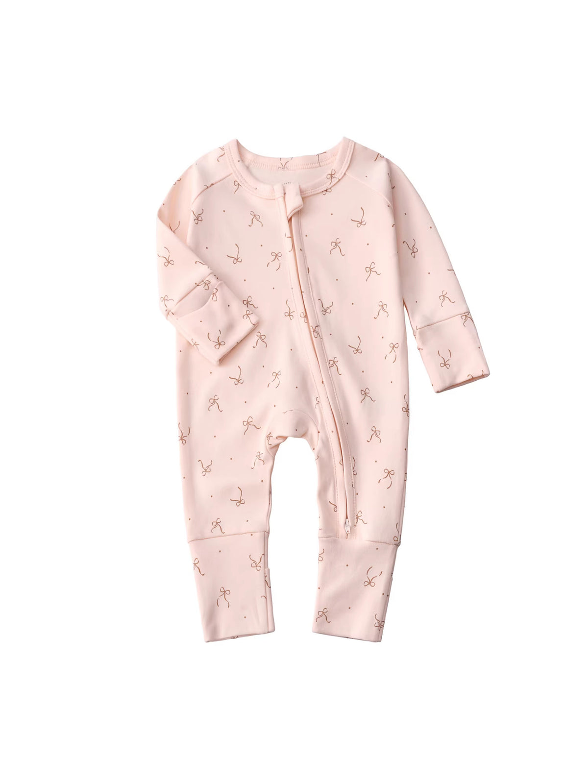 Baby Double Zipper Romper with Convertible Hand Foot Covers